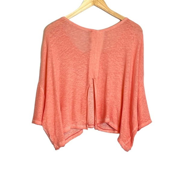 ✅SOLD-We The Free People | Burnout Split Back Crop Top Oversized Linen Blend - Picture 5 of 8